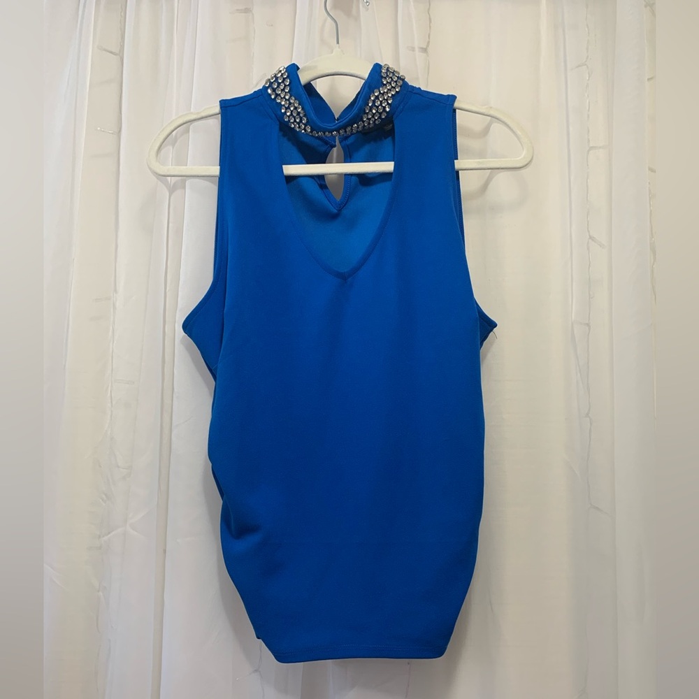 La Rambla Royal Blue Rhinestone Jeweled Top